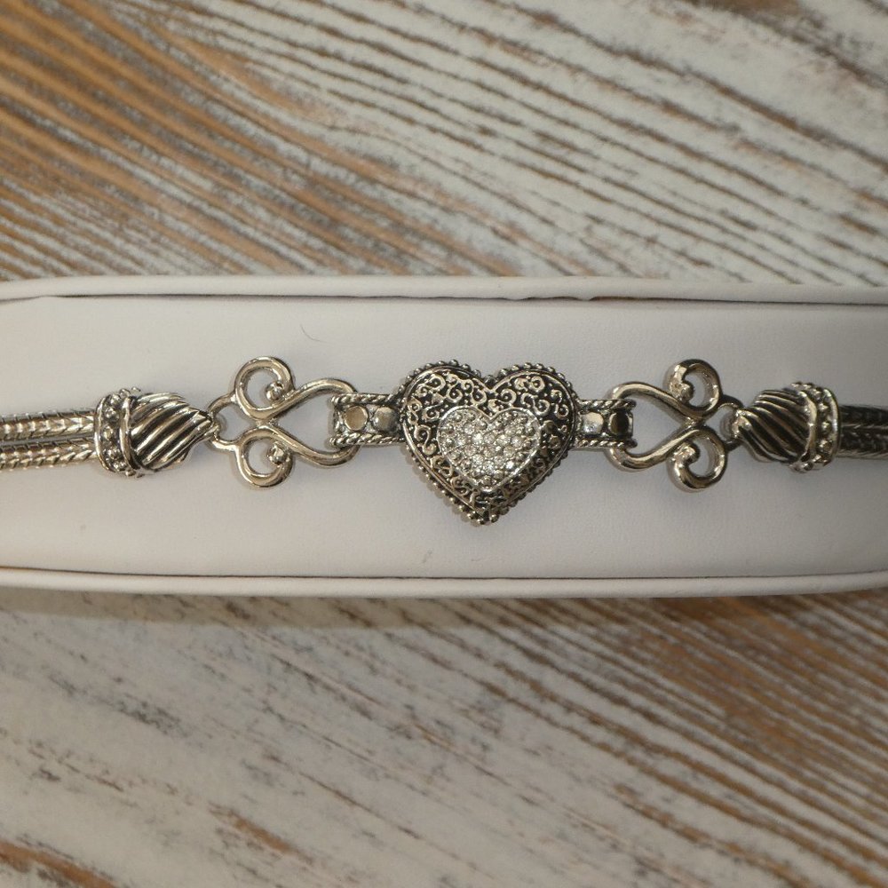 Lia Sophia - Silver Cut Crystal Heart Bracelet